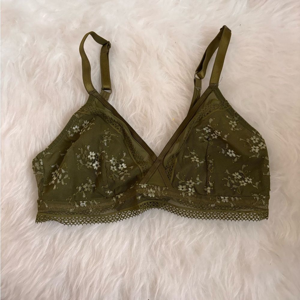 Auden Floral Lace Bralette in Olive
